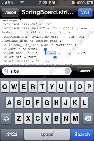 iPhone Slide2Unlock iFile 3 Thay đổi dòng chữ slide to unlock trên iPhone