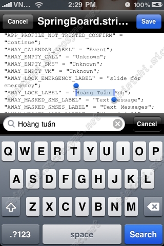 iPhone Slide2Unlock iFile 4 Thay đổi dòng chữ slide to unlock trên iPhone