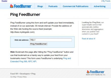 Feed Burnner Ping giúp bạn cập nhật blog feed ngay tức thì