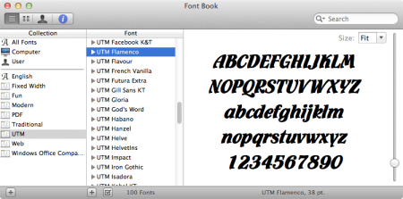 Chọn một font trong Font Book